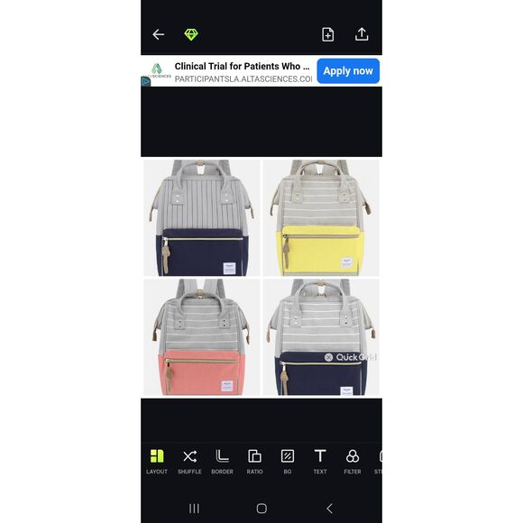Himawari Waterproof Striped Canvas Backpack Bag with Various Colors - Picture 1 of 10